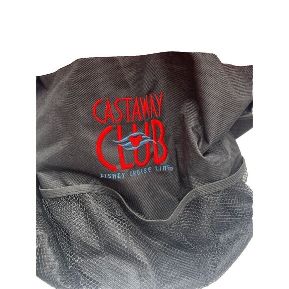 Disney Cruise Line Castaway Club Canvas Red Black Beach Tote Bag Draw String - Picture 2 of 16